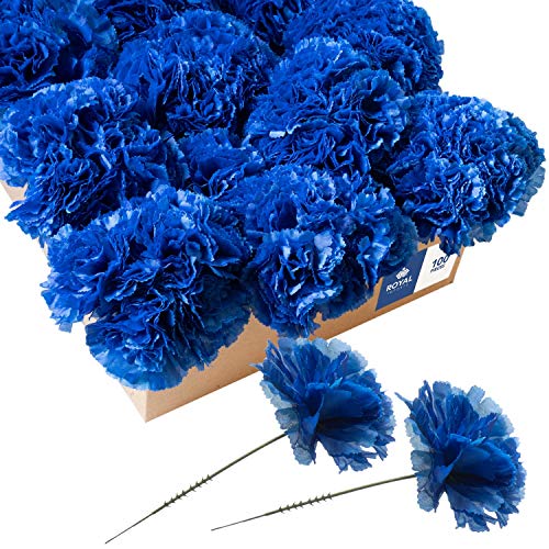 Royal Imports Artificial Carnations, Silk Faux Flowers, for Funeral Arrangements, Wedding Bouquets, Cemetery Wreaths, DIY Crafts - 100 Single 5" Stems - Royal Blue - color: Royal Blue
