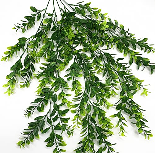Artificial Hanging Plants, Green Leaves Fake Vines Decoration 4 Pack, Plastic Ivy Greenery Leaf Rattan Vine Houseplants for Wedding Indoor Outdoor Home Garden Wall Bedroom Wall Office Wedding Décor - color: Green Leaves Vine - 4pcs
