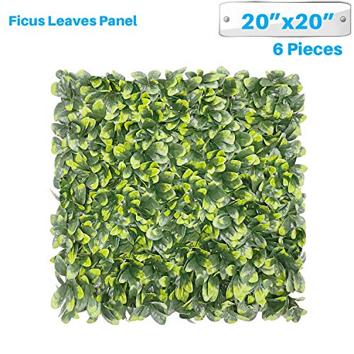 Patio Paradise 20"x20" (6PC) Artificial Grass Wall Panels Greenery Backdrop Faux Boxwood Hedge Fake Ivy Privacy Screen for Outdoor Wedding Décor Photography Background, Ficus - color: Ficus, size: 20"x20"