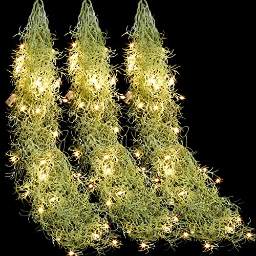 Mudder 3 Packs LED Artificial Hanging Plants, 3.6 ft Fake Hanging Plant, Ivy Vine Fake Leaves Greeny Chain Wall Home Room Garden Wedding Garland Outside Decor (Basket Not Included) (Vines Moss) - color: Vines Moss