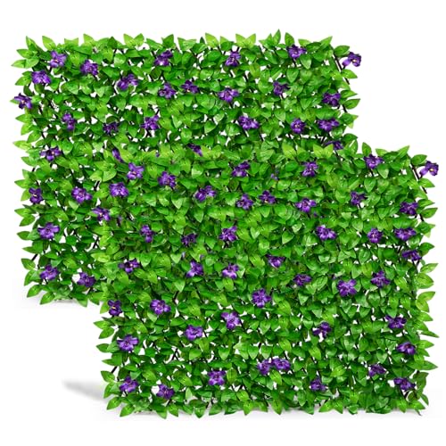 DOEWORKS Expandable Fence Privacy Screen for Balcony Patio Outdoor, 2PCS Faux Ivy Fencing Panel for Backdrop Garden Backyard Home Decorations - size: 16*45 Inch * 2 PC
