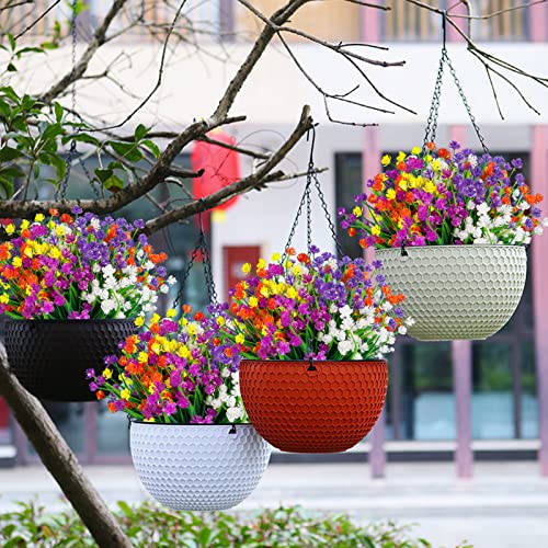 Lnoicy 20pcs Artificial Fake Flowers,Plastic Flowers for Outdoor Decoration, UV Resistant Faux Flowers Shrubs, Artificial Plants for Indoor Outside Garden Home Wedding Farmhouse（5 Color） - color: Mix Color, size: 20 PCS