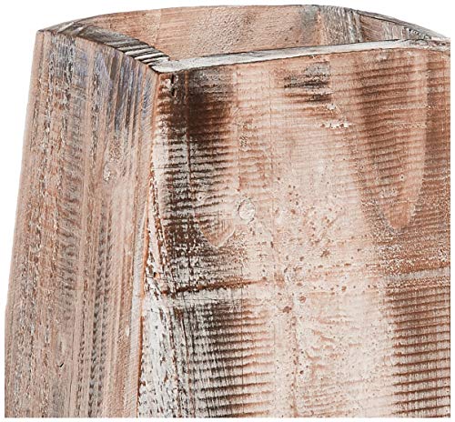 KALALOU Set of White Washed Tall Oblong Wooden Vases, Large & Small, Brown (CPP2022)