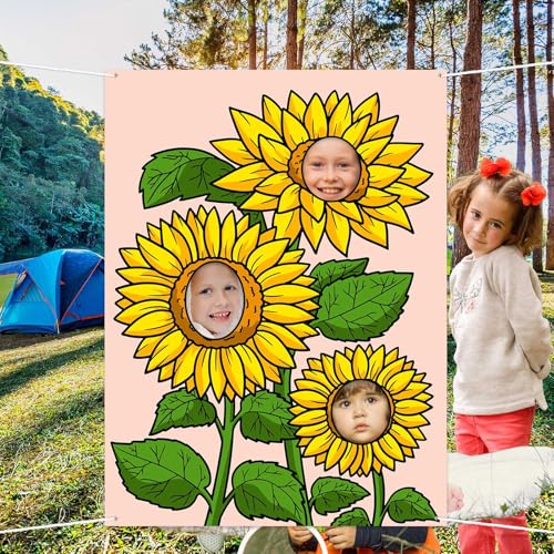Sunflower Banner Pretend Play Game Backdrop Sunflowers Flowers Fall Theme Decor Decorations for Autumn Holiday Festival Girls Boys 1st Birthday Baby Shower Supplies Photo Booth Props