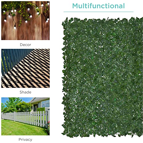 Best Choice Products Outdoor Garden 96x72-inch Artificial Faux Ivy Hedge Leaf and Vine Privacy Fence Wall Screen - Green - size: 96x72in