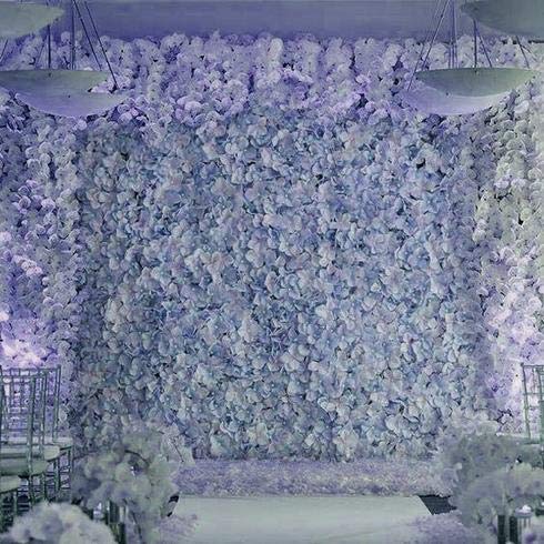 Artificial Flower Wall Panels 4 Pack of 11 Sq ft Flower Wall Mat Silk Hydrangea Flower Panels for Backdrop Wedding Wall Decoration - UV Protected (Blue) - color: Serenity Blue
