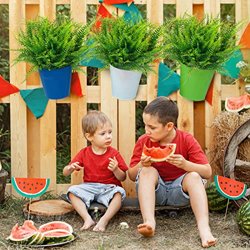 Geosar 80 Pack 17.52'' Artificial Boston Fern Plants Bushes Plastic No Fade Fake Plants Shrubs Greenery UV Resistant Faux Boston Decorating for Patio Porch Garden Window Outdoor Decor