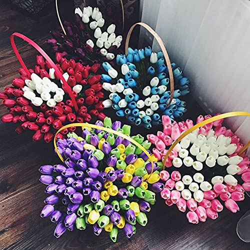 30 pcs Real-Touch Artificial Tulip Flowers Home Wedding Party Décor (Pure White) - color: Pure White