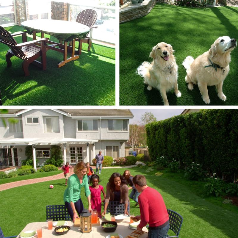 Artificial Grass Astroturf Rug 4FTx6FT(24 Square FT) Fake Grass Pet Dog Mat with Drain Holes Realistic 1.38" Pile Height Indoor Outdoor Artificial Turf Synthetic Turf Thick Faux Grass