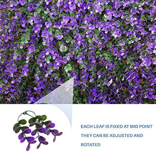 E&K 6Pcs 20" x 20" Artificial Grass Wall Panels, Faux Boxwood Greenery Backdrop Decor, UV Protected Privacy Hedge Screen for Indoor Outdoor (Lavender - Purple) - color: Lavender - Purple