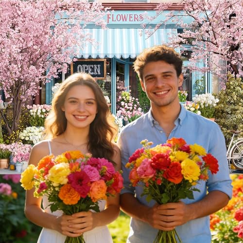 Mocsicka Spring Flowers Backdrop Pink Floral Vintage Photography Background Party Decorations for Birthday Wedding Shower Photo Studio Props (Pink, 7x5ft(82"x60")) - size: 7x5ft(82"x60")