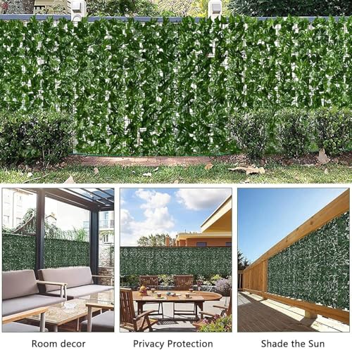 Privacy Fence Screen Artificial Ivy Grass Wall Screen 360x40 in Balcony Fence Privacy Screen Faux Vines Green Backdrop Fake Ivy Wall Panels Hedge Fence for Patio,Garden, Backyard Indoor Outdoor deocr - size: 360*40 inches