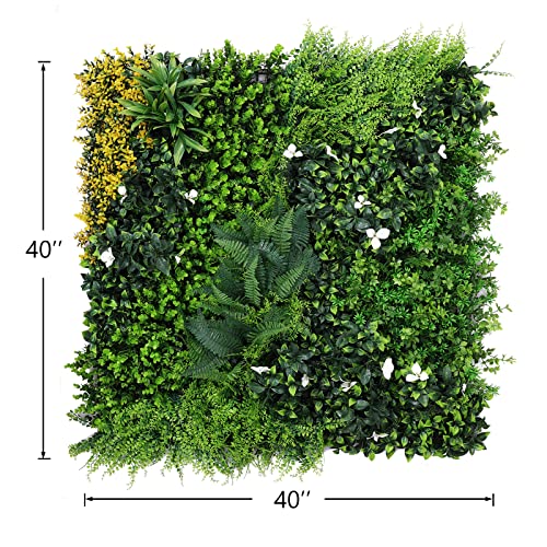 ANMINY 16Pcs Grass Wall Panels 10" x 10" Artificial Grass Plant Greenery Wall Backdrop 11 Sqft Thickened High-Density Faux Boxwood Panels Privacy Fence Hedge for Indoor Outdoor Party Wedding Garden