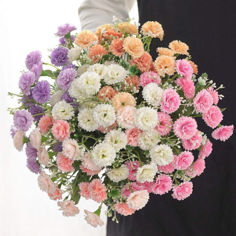 5 Forks 20 Artificial Flower Small Lilac Bouquet Fake Flowers,Purple - color: Purple