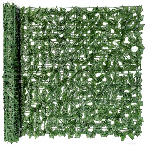 Privacy Fence Screen Artificial Ivy Grass Wall Screen 120x40 in Balcony Fence Privacy Screen Faux Vines Green Backdrop Fake Ivy Wall Panels Hedge Fence for Patio,Garden, Backyard Indoor Outdoor deocr - size: 120*40 inches without LED Lights