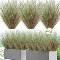 14 Bundles Artificial Grass Plants Outdoor 20 Inch Tall Fake Shrubs Wheat Grass UV Resistant Greenery Stems Weed Faux Bushes Plant for Indoor Outdoor Garden Office Home Decor, Purple
