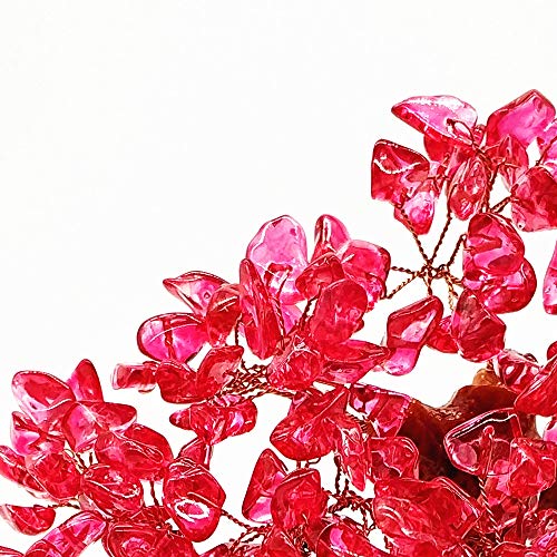 Colorsheng 7 Inch Quartz Crystal Money Tree Bonsai Feng Shui Gem Decoration for Wealth and Luck (Red) - color: Red