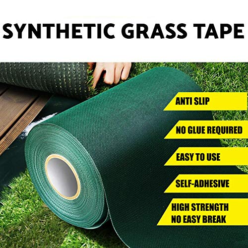 TYLife Artificial Grass Tape 6" x49'(15cmx 15m) Self-Adhesive Seaming Turf Tape Lawn Carpet Jointing ,Green - size: 6InX49Ft(15cmX15m)