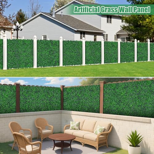 Yangrass Artificial Greenery Wall Roll,40"x 120"(33.33 sq.ft) UV-Anti Faux Boxwood Roll Panels Greenery Backdrop, Vine Leaf Fence Panels for Garden Fence Covering Privacy, Outdoor Indoor Home Decor - size: 40x120 IN