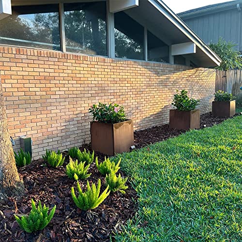 Corten Steel Planter Box Metal Planters Square Outdoor Steel Planter Cube Rustic Planter 16 Inch for Commercial Residential Garden Patio and Backyard - color: Rust, size: 16" L x 16" W x 16" H