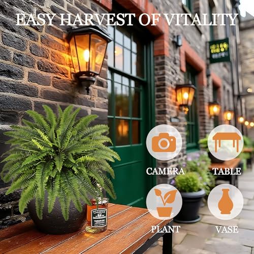 Fake Ferns - 2 Packs Artificial Ferns for Outdoors & Indoors, 45in Large Boston Fern with 55 Fronds, Realistc Faux Greenery Plants Ideal for Porch Entrance Hall Planters Windowsills Office Home Decor
