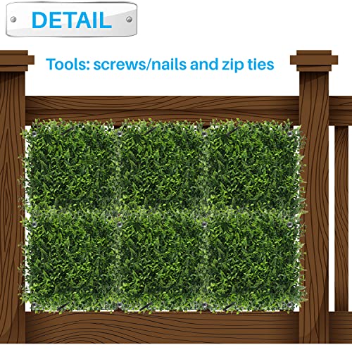 Patio Paradise Artificial Greenery Grass Wall Panels, 20"x20" (6pc) Faux Grass Boxwood Backdrop Fake Ivy Privacy Screen Green Hedge for Indoor Outdoor Décor, 9 3D Mixed - color: #9 3D Mixed, size: 20"x20"
