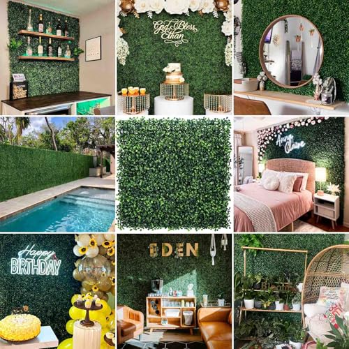 KASZOO 12 Pack 20"x20" Grass Wall Panels - Artificial Boxwood Panels for Greenery Wall Backdrop, Faux Greenery Grass Wall for Fence, Balcony, Patio, Home Decor, Outdoor Privacy Panels, 33 Sq. Ft. - size: 12 Pack, 20in x 20in