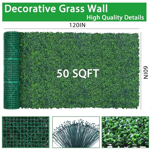 Yangrass Boxwood Roll Panels, 60"x120" Artificial Ivy Privacy Fence Screen, UV-Anti Faux Boxwood Roll Grass Wall Panels for Garden Patio Balcony Privacy - size: 60x120 IN