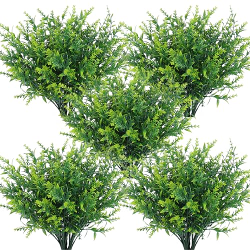 RECUTMS Artificial Outdoor Plants Artificial Flowers for Outside Artificial Plants Indoor Faux Spring Flowers Outdoor Fake Plants Flower Fillers for Bouquets Spring Vase Filler(Green) - color: Green, size: 36 Bundles