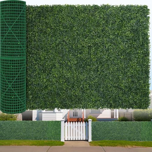 Artificial Boxwood Roll, 48x160 in(53 sqft) UV-Anti Faux Ivy Grass Wall Backdrop for Balcony Privacy, Fake Greenery Wall Decor for Garden, Patio, Backyard - size: 48x160inch