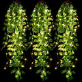 Mudder 3 Packs LED Artificial Hanging Plants, 3.6 ft Fake Hanging Plant, Ivy Vine Fake Leaves Greeny Chain Wall Home Room Garden Wedding Garland Outside Decor (Basket Not Included) (Greenery Style) - color: Greenery Style