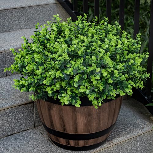 20 Bundles Artificial Plants for Outdoor Fake Plants for Spring Decoration,Faux Eucalyptus Plants for Planter UV Resistant Lifelike for Home Porch Garden（Green） - color: Green