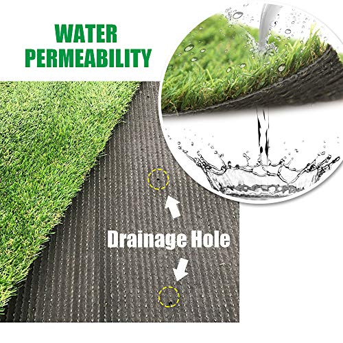 Artificial Grass Lawn Turf 4 FT x 7 FT(28 Square FT) 0.8inch Realistic Synthetic Grass Mat, Indoor Outdoor Garden Lawn Landscape for Pets,Fake Faux Grass Rug with Drainage Holes - size: 4FTx7FT