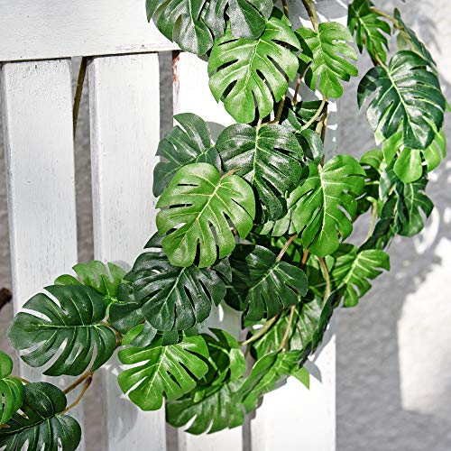 FiveSeasonStuff Monstera Plant Garlands, Artificial Leaf Bendable Vines (2 pcs, 5.2 feet) - color: Monstera Leaf Garlands