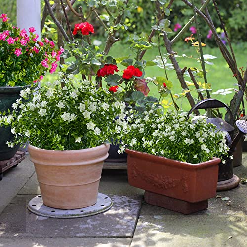 6 Bundles Artificial Flowers, Fake Artificial Greenery UV Resistant No Fade Faux Plastic Plants for Wedding Bridle Bouquet Indoor Outdoor Home Garden Kitchen Office Table Vase(OffWhite) - color: Offwhite