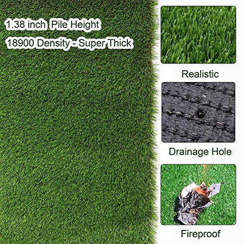 Petgrow Artificial Realistic & Thick Fake Mat for Outdoor Garden Landscape Pet Pad Dog Synthetic Grass Rug Turf (8FTX20FT(160 Square FT) - size: 8FTX20FT(160 Square FT）