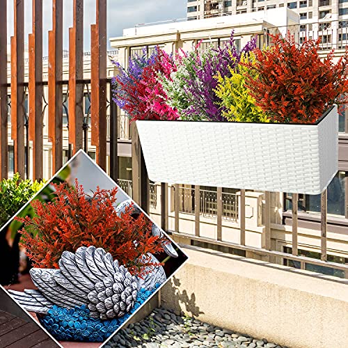 Artificial Outdoor Lavender Flowers,10 Bundles Artificial Flowers Outdoor,UV Resistant Fake Flowers,Outside Faux Plastic Flowers Shrubs for Indoor Outside Decorations(Orange Red) - color: Orange Red, size: 10 Bundles