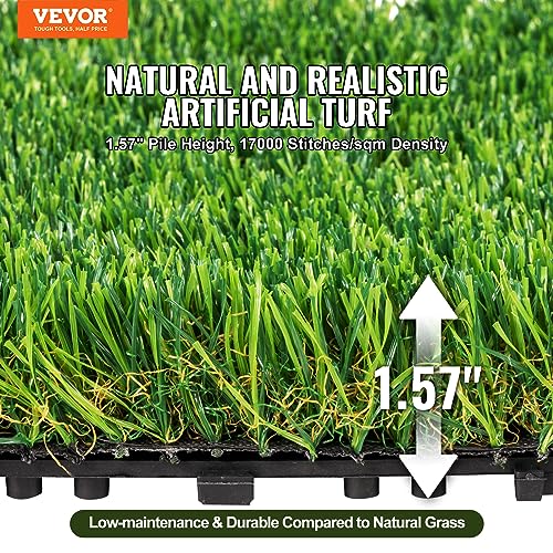 VEVOR Artifical Grass Tiles Interlocking Turf Deck Set, 18 Pack - 12"x12", Synthetic Fake Grass Self-draining Mat Flooring Decor Pad, Perfect For Multi-Purpose Indoor Outdoor Entryway Scraper Dog Mats - size: 18 Pack - 12"x12"