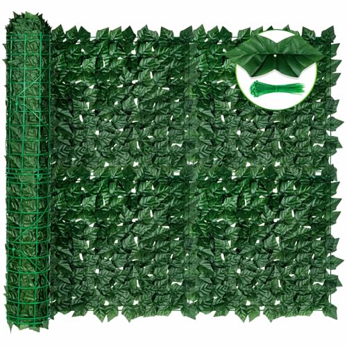 KASZOO Artificial Ivy Privacy Fence Screen 120"×40" - UV-Anti Dense Faux Ivy Greenery Backdrop Fence Panels for Patio, Balcony, Garden, Backyard Indoor Outdoor Decor - size: 120*40inch