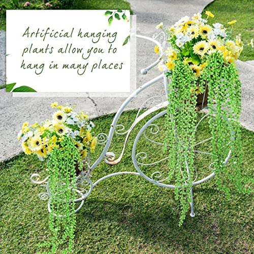Janinka 8 Pcs Artificial Succulents Bulk Hanging Plants 24 Inches Large Fake String of Pearls Fake Plants Wall Greenery Decor for Garden Indoor Outdoor Decoration