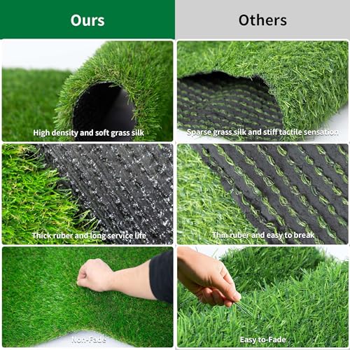 Artificial Turf Grass 4ft x 2ft Outdoor Indoor - 1.18in Thick Realistic Artificial Turf Grass Rug, Dog Pee Pad with Drainage Holes Fake Grass Mat for Pet & Garden, Green Carpet for Patio - size: 2' x 4'