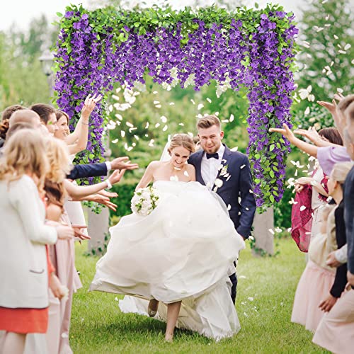 Findosom Wisteria Artificial Flowers Garland, 5Pcs Total 36FT Purple Wisteria Hanging Flowers, Flower Garland Decorations for Home Garden Outdoor Ceremony Wedding Arch Decoration - color: Purple, size: 5 PCS