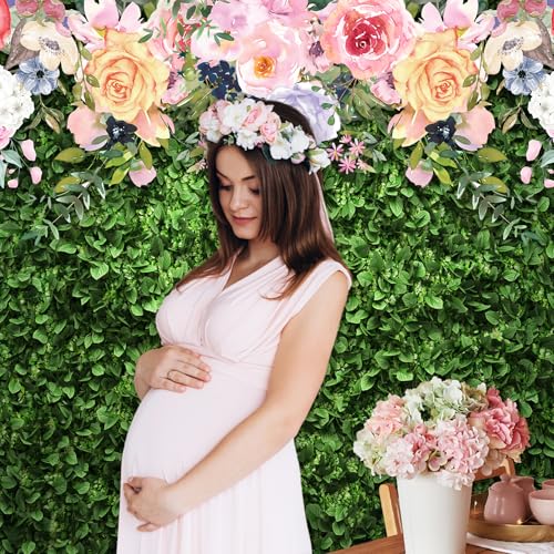 Avezano Flower Photography Backdrop Green Spring Grass Lawn Party Background Floral Grass Birthday Baby Shower Miss to Mrs Wedding Bridal Shower Backdrops Cake Table Decorations, 7x5 - size: 7x5