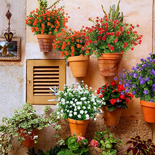 10PCS Artificial Flowers, Fake Artificial Greenery UV Resistant No Fade Faux Plastic Plants for Wedding Bridle Bouquet Indoor Outdoor Home Garden Kitchen Office Table Vase(Orange Red) - color: Orange Red