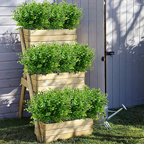8 Bundles Outdoor Artificial Boxwood Stems UV Resistant No Fade Greenery Plants for Garden Patio Porch Window Box Home Wedding Farmhouse Décor - color: Green