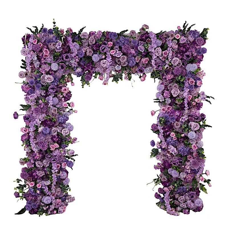 8x8 feet Lavender Roll Up Silk Artificial Flower Backdrop for Arch Stand Photo Background Wedding Reception Party Event Decorations Supplies