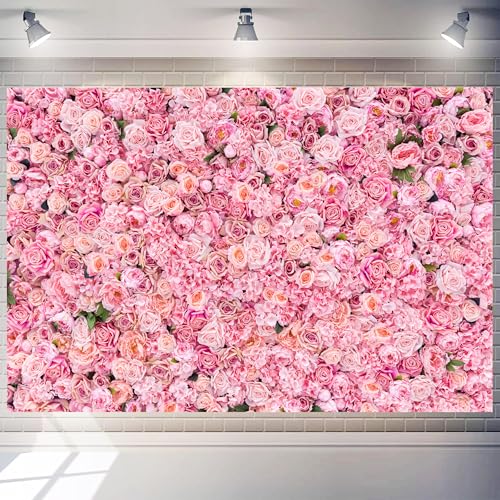 Floral Wall Backdrop 6x4 FT Vibrant Colorful Flower Backdrops for Wedding Large Background Banner for Party Photography Decor Romantic Elegant Design Photo Booth Supply - color: Pink, size: 6x4 ft