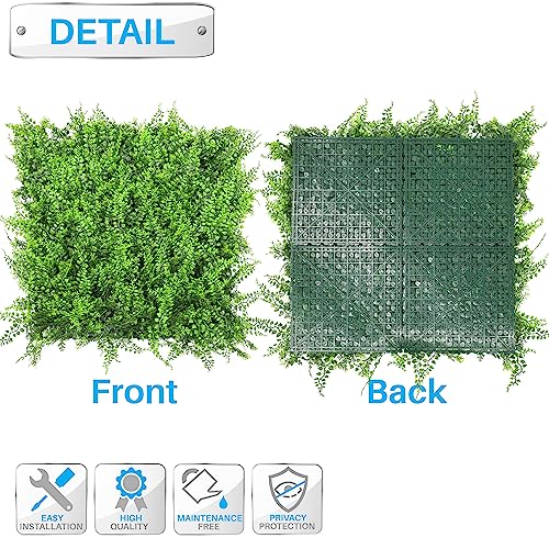 Patio Paradise Artificial Greenery Grass Wall Panels, 20"x20" (6pc) Faux Grass Boxwood Backdrop Fake Ivy Privacy Screen Green Hedge for Indoor Outdoor Décor, Fern with Backing - color: Fern with Backing, size: 20"x20"