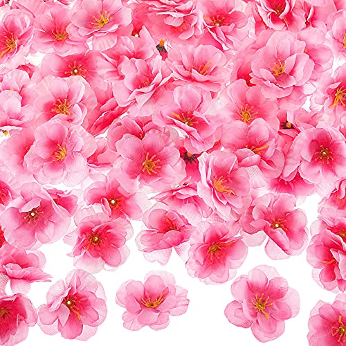 WILLBOND 150 Pieces Cherry Blossom Heads Artificial Fake Silk Cloth Petals Mini Cherry Flowers Petals for Dress DIY Accessories Home Wedding Party Decoration (Classic) - color: Classic