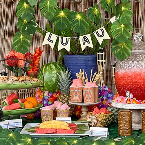 RECUTMS Artificial Tropical Palm Leaves String Lights, Large Size 20 LED Monstera Leaf Wall Hanging Vine Greenery,Outdoor Indoor Hawaiian Luau Jungle Beach Safari Baby Shower Party Spring Summer Decor - color: Monstera Leaf String Lights Large Size 1pcs